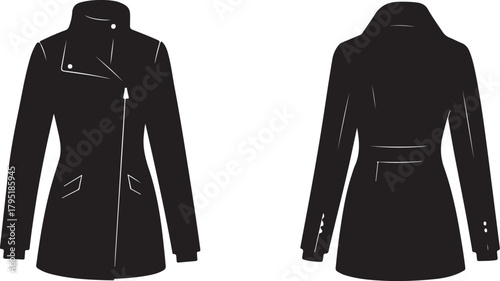 Black Leather Biker Jacket - Front and Back View - Stylish and Versatile Outerwear for Modern Wardrobes