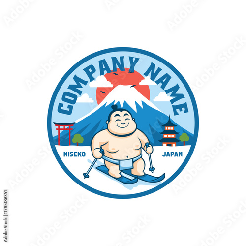 japan sumo fuji mountain logo design