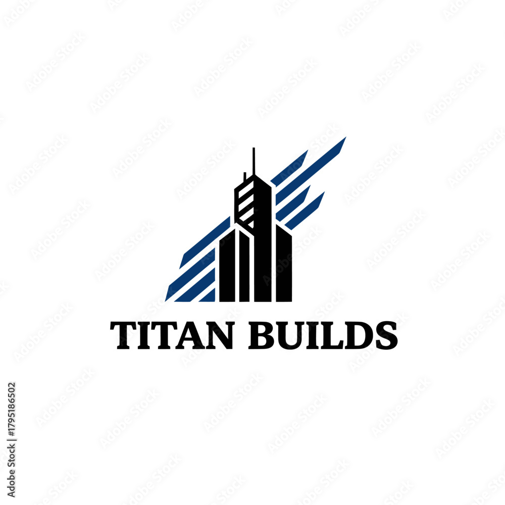 Fototapeta premium Abstract Skyscraper and Wing Construction Logo