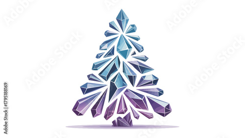 Holiday Gem: A unique and elegant illustration of a Christmas tree constructed from sparkling, gem-like shapes, creating a festive and luxurious feel.