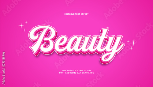 Beautiful Words with Pink 3D Retro Text Effect and editable