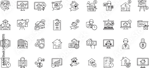 Real Estate Outline Icon Set Modern Linear Designs for Property and Housing Markets