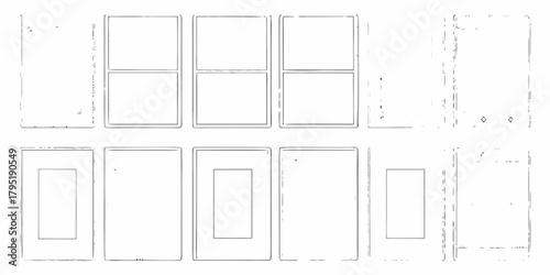 Collection of simple line art frames and window outlines for design and graphic elements