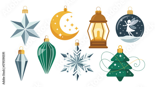 Festive Ornament Collection: A delightful arrangement of diverse, seasonal decorations, each radiating a unique charm. A visual ode to the joys and traditions of the holiday season.