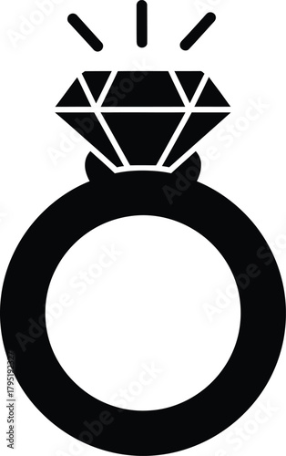 Engagement ring diamond ring wedding ring jewelry ring vector icon eps silhouette