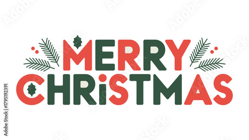 Festive Merry Christmas Sign: A festive Merry Christmas greeting artfully designed, exuding the spirit of the holiday season through vibrant colors and decorative elements.