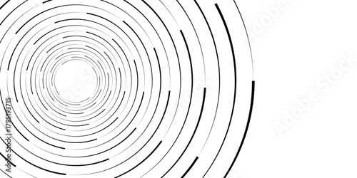 Vector dotted speed lines in vortex form. Geometric art. Segmented circle. Arc lines. Trendy design element for frame, round logo, sign, symbol, web, prints, posters, template, pattern, backdrop