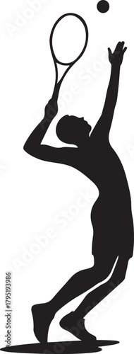 Dynamic Silhouette of a Tennis Player Executing a Powerful Serve