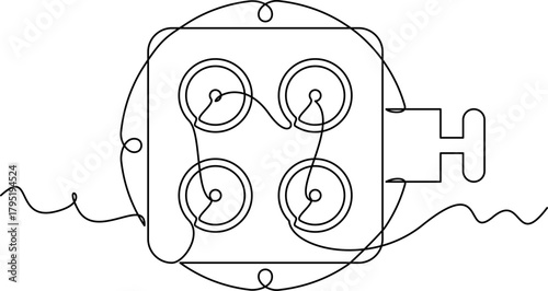 one line art Four Way Inlet Connection vector illustration. line art, one continuous line, simple, hand drawn and sketch style. for icons, symbols, signs or logos. PNG