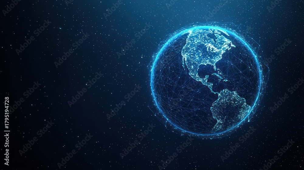 Obraz premium Abstract digital earth globe on black