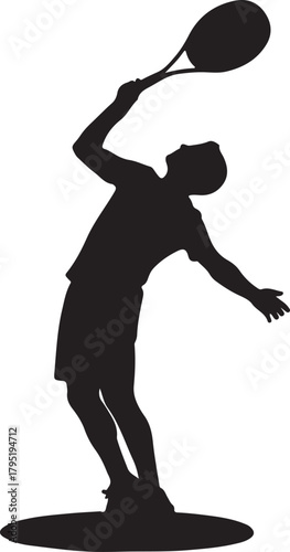 Silhouette of a male tennis player in the action of serving the ball with power and precision