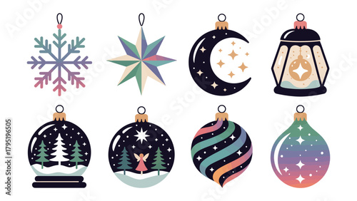 Festive Bauble Ornaments: A charming array of holiday decorations, featuring an assortment of colorful baubles, capturing the spirit of winter festivities. 
