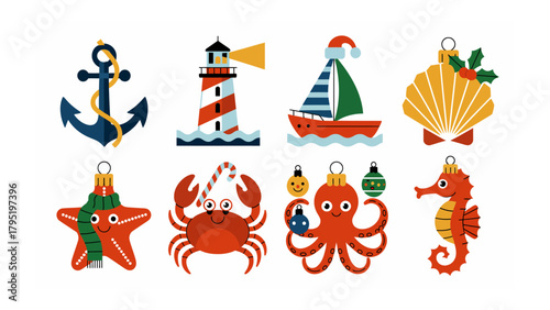 Nautical Christmas Ornament: A collection of charming nautical-themed Christmas ornaments. Each ornament brings a unique element of the sea to holiday cheer.