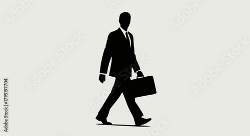 Silhouette of a Businessman Walking with Briefcase - A Symbol of Ambition.