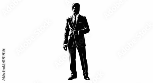 Elegant silhouette of a man in a suit, exuding confidence and style.