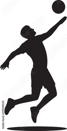 Dynamic Silhouette of a Volleyball Player Executing a Powerful Spike During a Game