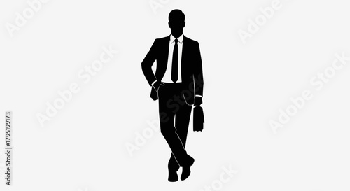 Silhouette of a Businessman in Suit with Confident Posture.