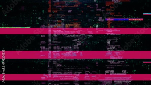 Wallpaper Mural Glitch Coding monitor software digital background. Coding glitch data screen abstract background. Error signal Virus code software hack Cyber security cyberattack malware hacking bug encryption noise Torontodigital.ca