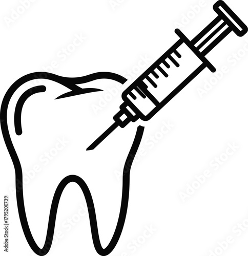 Dental injection vector illustration for dentistry anesthesia treatment eps silhouette