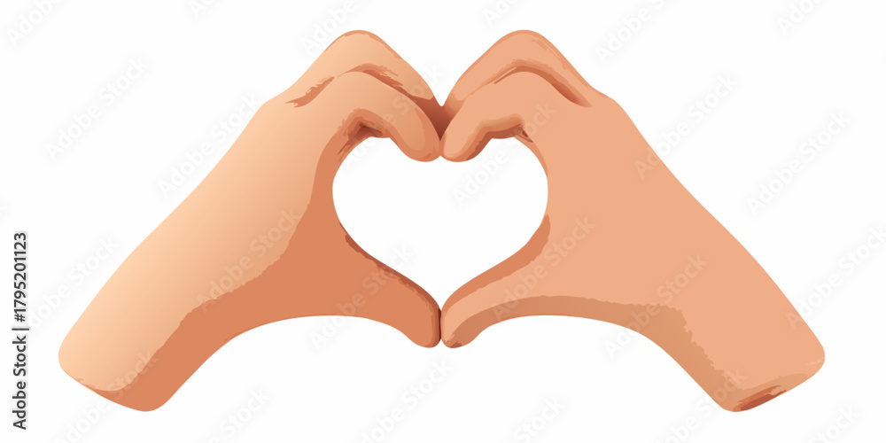 Fototapeta premium Two hands forming a heart shape with a white background
