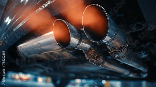 Cars Chromed Dual Exhaust Pipes Closeup on power and performance.