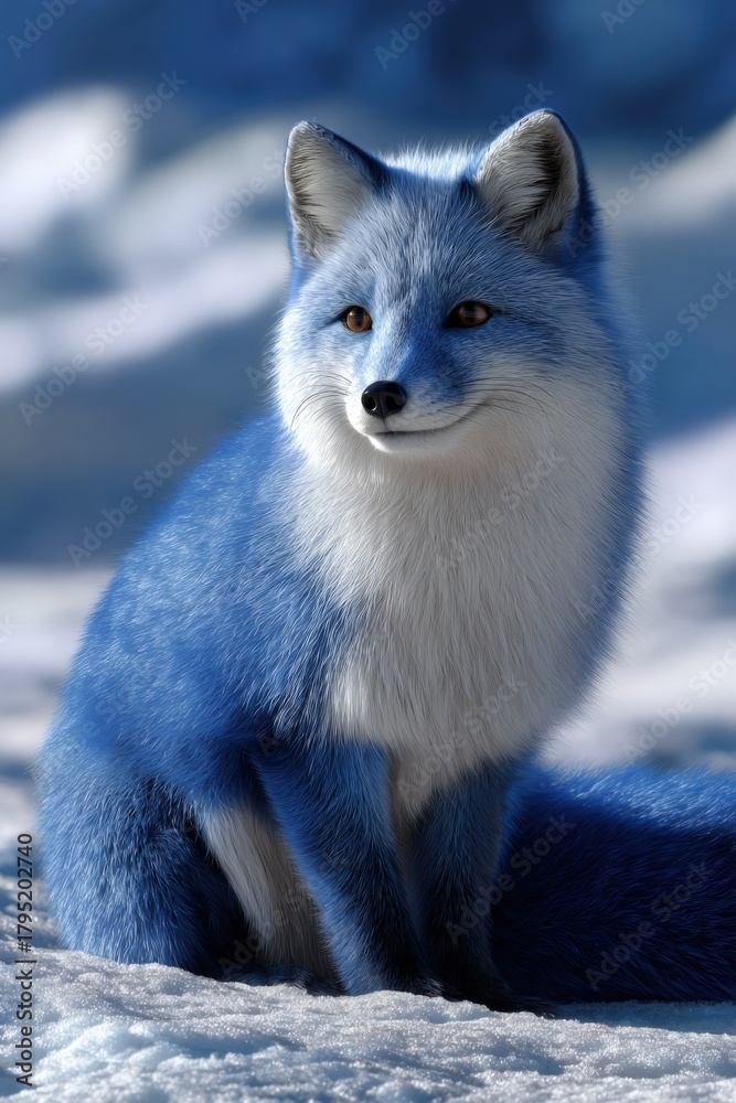 Obraz premium Blue arctic fox in snowy landscape