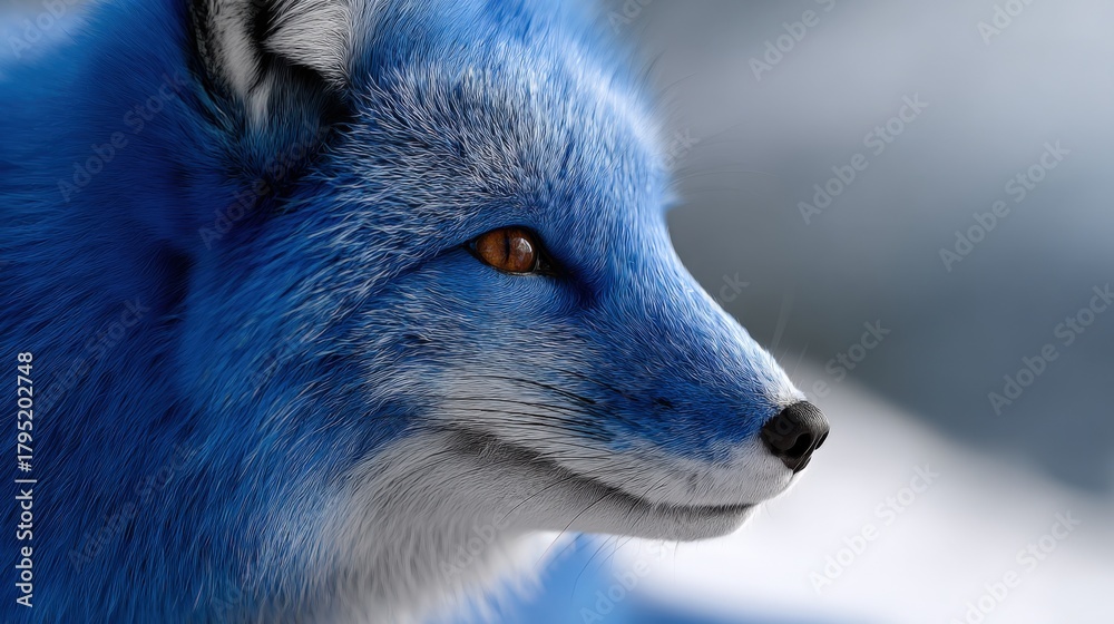 Obraz premium Close-up of a blue fox with focus on fur details