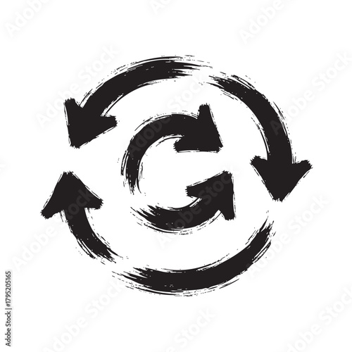 Recycle symbol with brush strokes abstract graphic