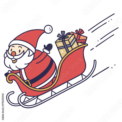 Santa claus in sleigh with gifts