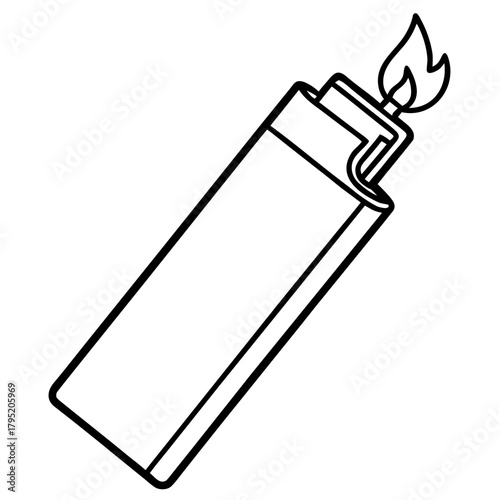 Gas lighter line art vector