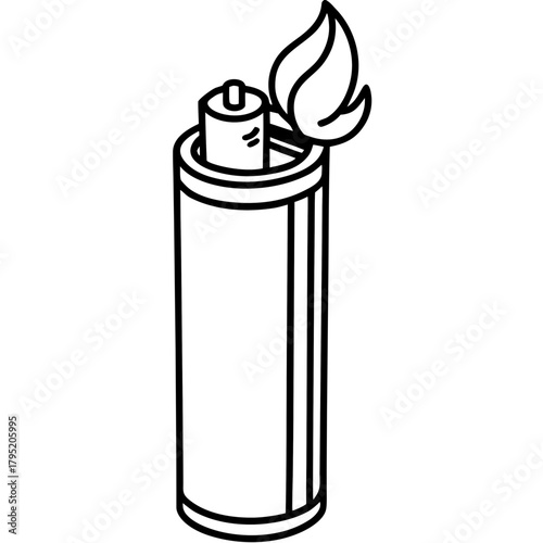 Gas lighter line art vector