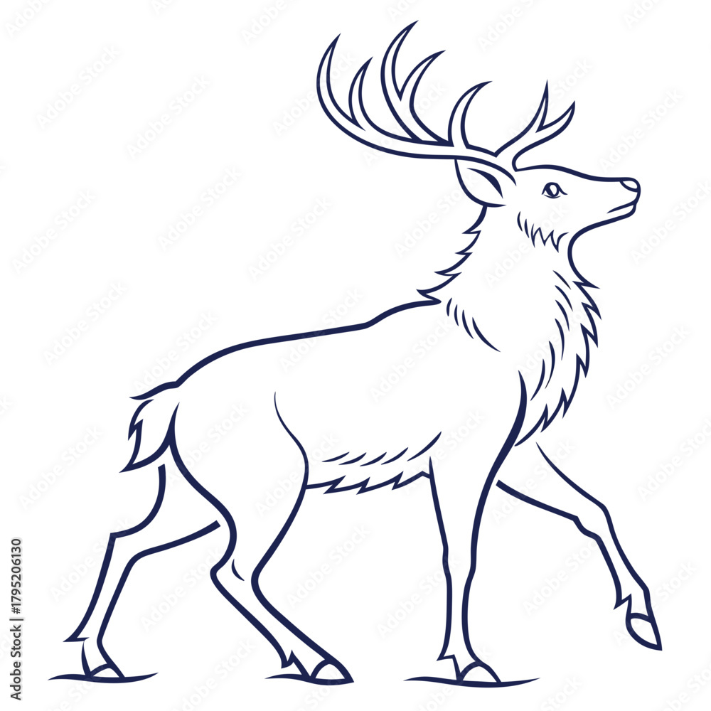 Fototapeta premium Majestic deer walking illustration