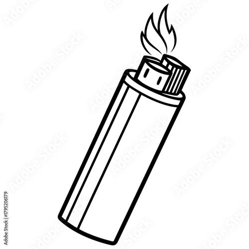 Gas lighter line art vector