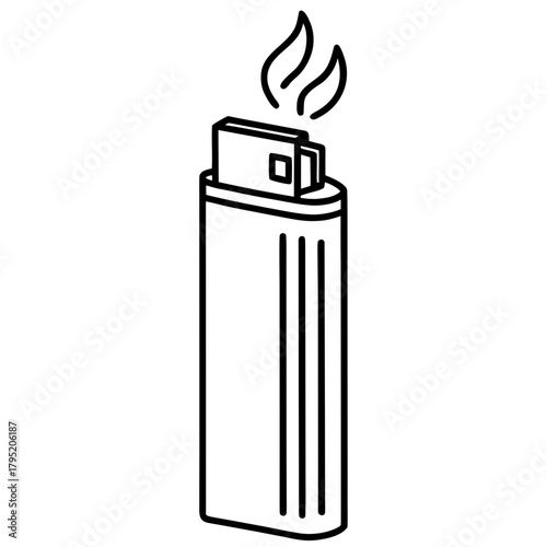 Gas lighter line art vector