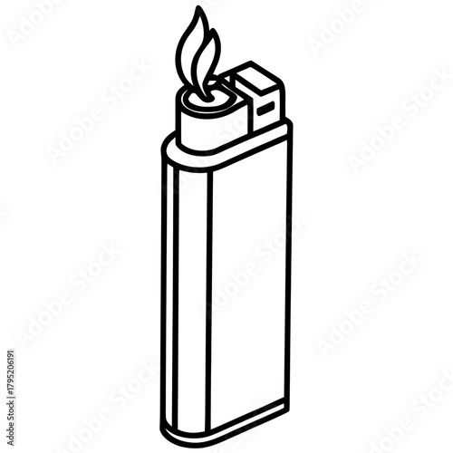 Gas lighter line art vector