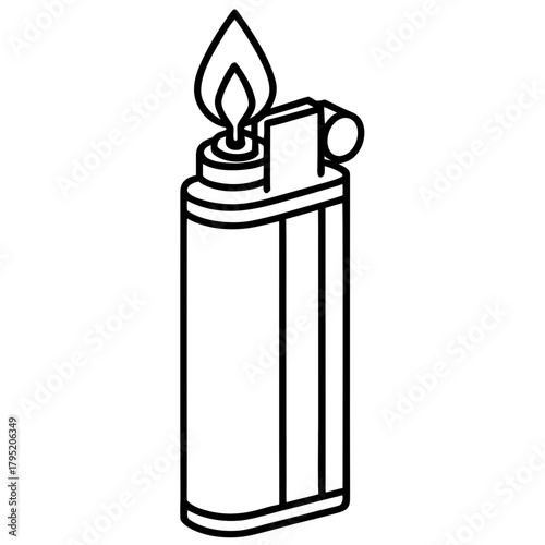 Gas lighter line art vector