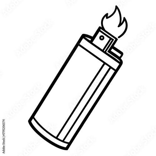 Gas lighter line art vector