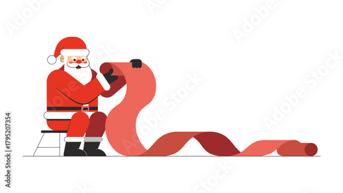 Santa's List: An illustration captures the moment Santa meticulously reviews his list, embodying the essence of anticipation and the spirit of holiday planning.