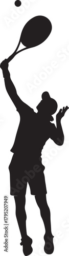 Silhouette of a tennis player serving the ball during a match