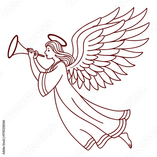 Angel blowing trumpet, announcing good news