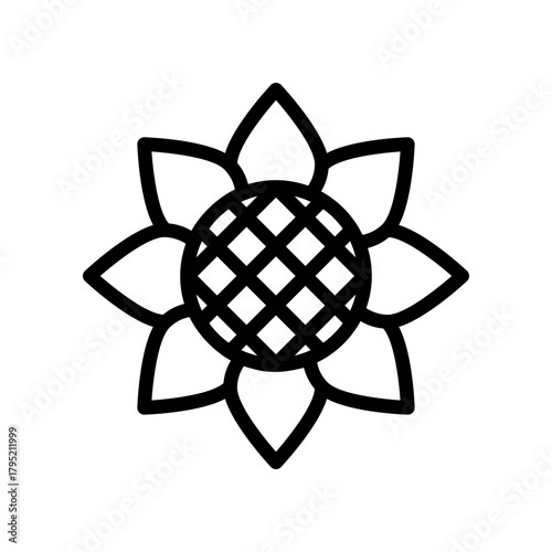 Sunflower Line Icon. Flower Symbol, Isolated on a White Background