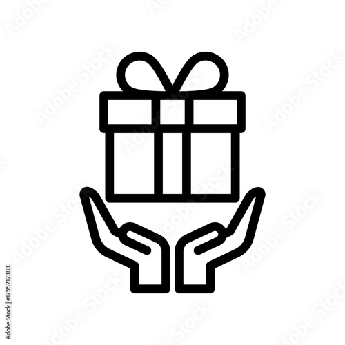 Hands Holding Gift Box Illustration With Ribbon, Symbolizing Giving, Care, and Celebration