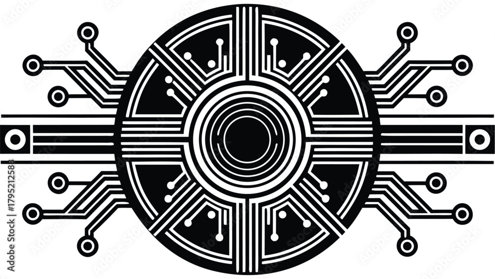 Obraz premium Computer Hardware Circuit Schematic Vector