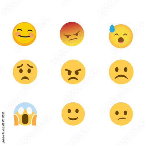 Collection of diverse emoji faces showing various emotions