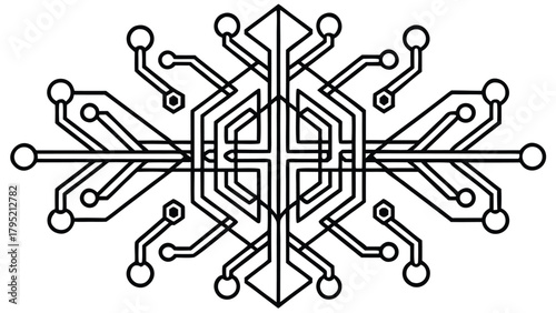 Electronic Chip Diagram with Symmetrical Circuits