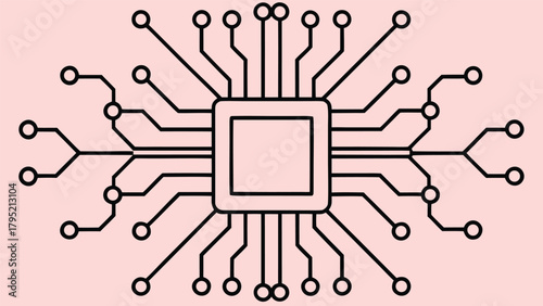 Electronic Wiring Circuit Microchip Template