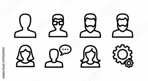 Diverse Human Profile Icons Representing Users and Communication.