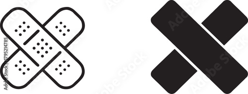 Two band aid icons, one outlined, one solid