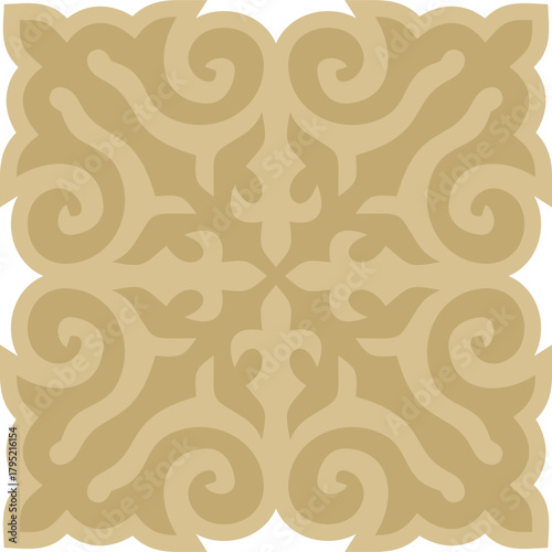 Vector golden  Kazakh national ornament. Ethnic pattern of the peoples of the Great Steppe,