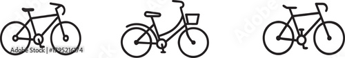 bicycle icons vector illustration, black cycle, transport icon, zero emission